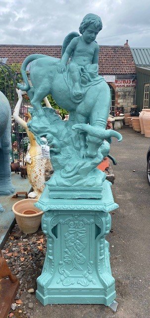 Wells Reclamation Rare cast iron statue with plinth