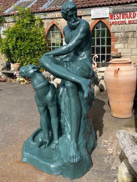 Wells Reclamation Caesar and Jaguar Cast Iron Statue