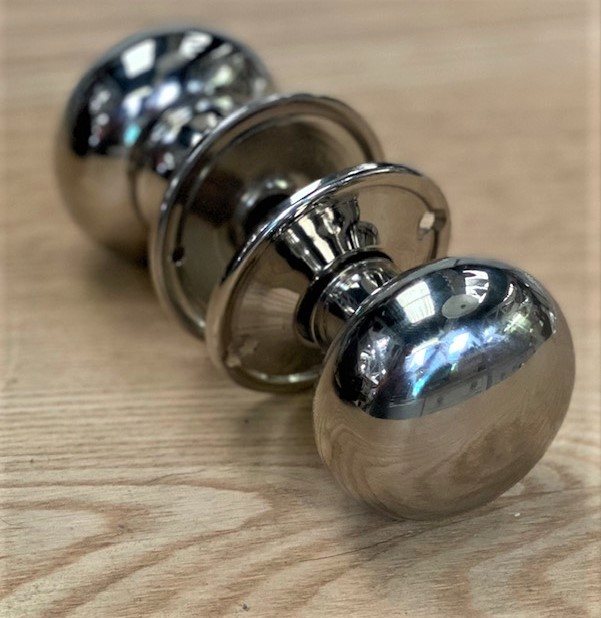 Wells Reclamation Nickel Plated Door Knobs (Victorian Style)