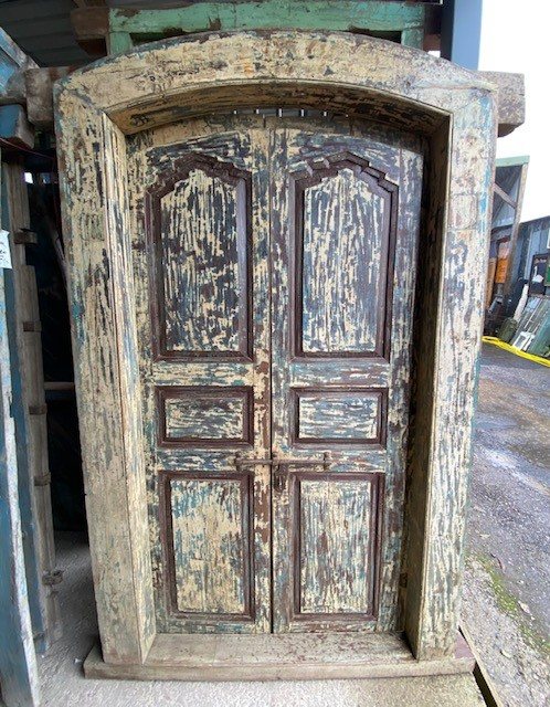 Rustic painted framed Teak doors