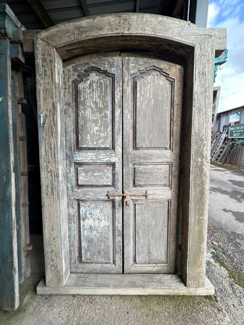 Wells Reclamation Rustic painted framed Teak doors