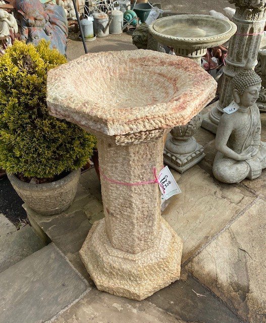 Wells Reclamation Carved natural stone birdbath