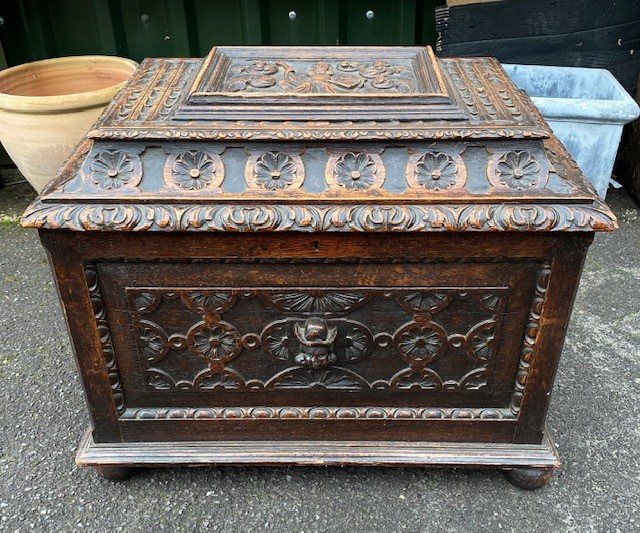 Wells Reclamation Vintage carved Oak Wine cooler