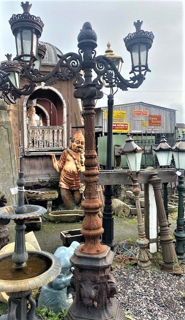 Wells Reclamation Ornate Two Arm Cast Iron Lamp Post