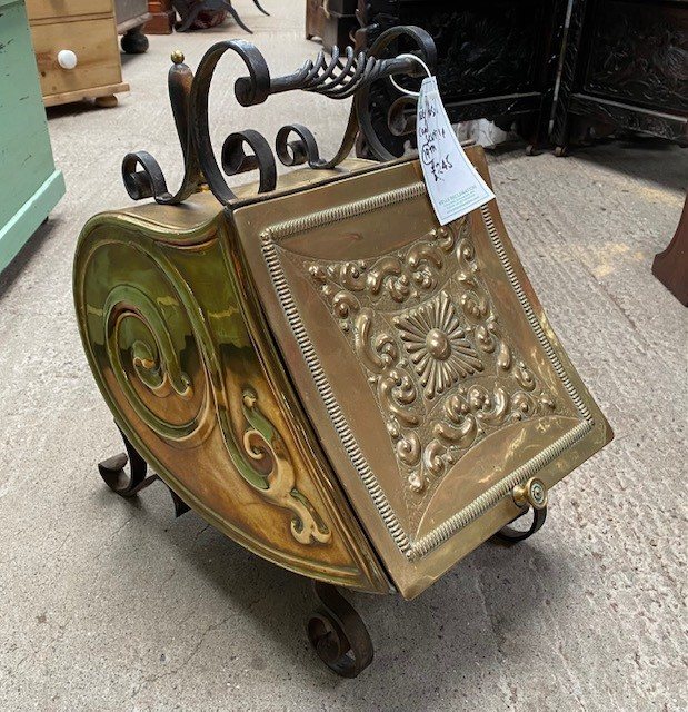 Wells Reclamation Vintage Brass coal scuttle