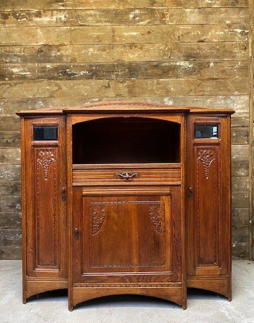 Wells Reclamation Art Nouveau 1890's Oak drinks cabinet