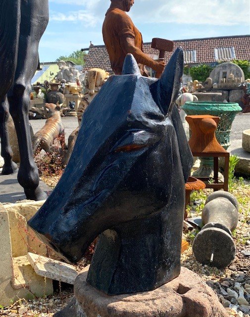 Wells Reclamation Abstract Cast Iron Horse Head Statue