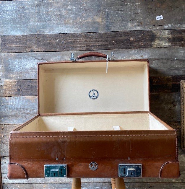 Vintage 1930's Leather Expanding Suitcase