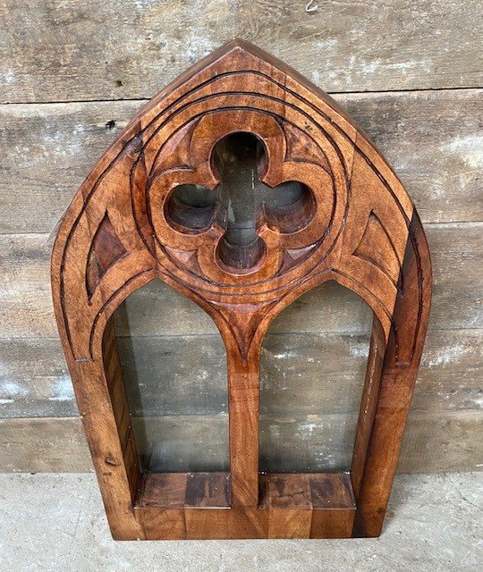 Antique Style Church Window Frame | Primitive Wood Gothic Arch Decor 30.5" Shabby Chic