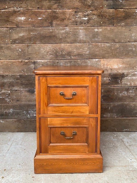 Wells Reclamation Contemporary Stained Pine Filing Cabinet