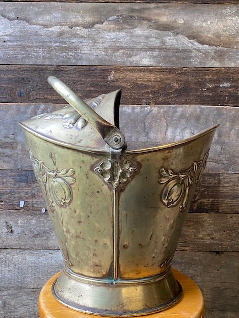 Wells Reclamation Vintage Decorative Brass Coal Scuttle