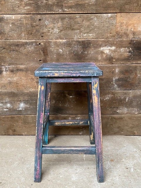Wells Reclamation Small Rustic Painted Stool