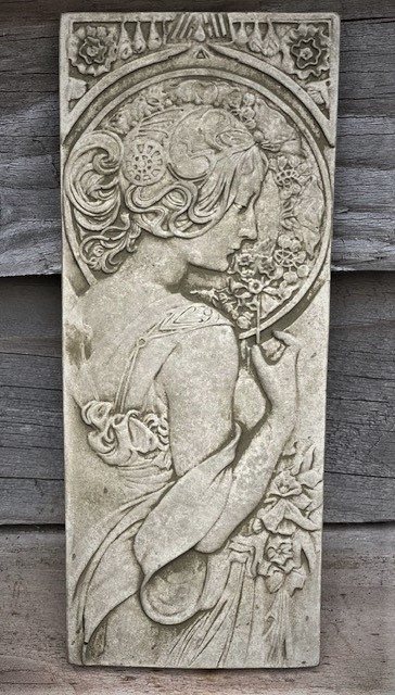 Wells Reclamation Art Deco Lady Wall Plaque (Flower)