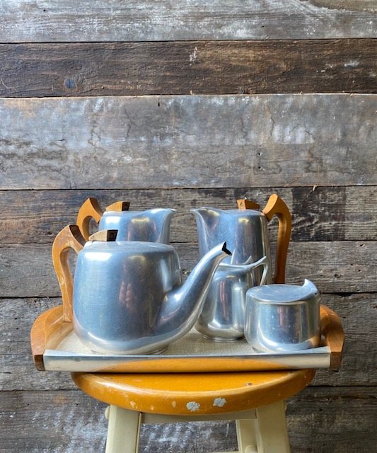 Wells Reclamation Art Deco Picquot Ware Tea & Coffee Set