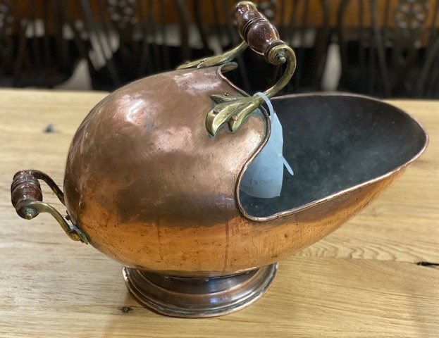 Wells Reclamation Unusual Victorian Copper Scuttle