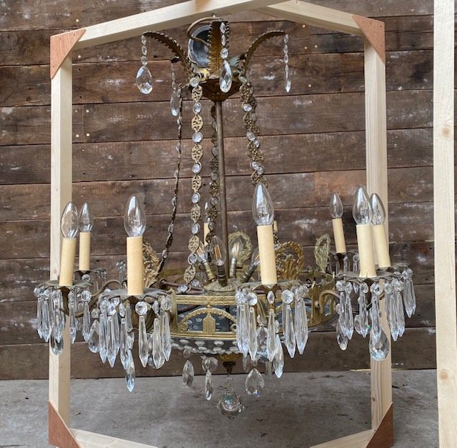 Wells Reclamation Vintage French Gilt-Metal Mounted Chandelier