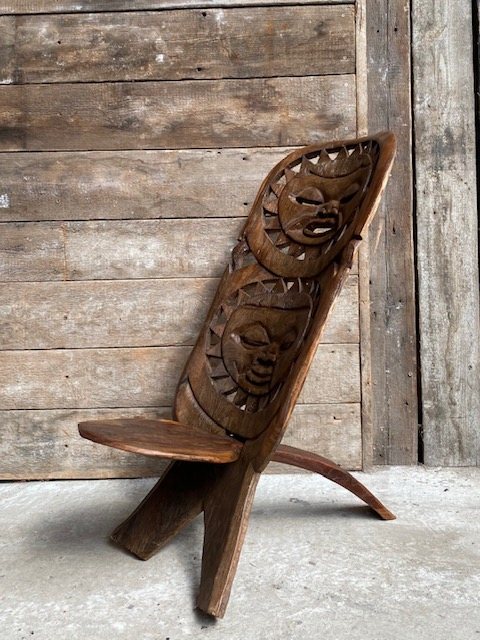 Wells Reclamation Unique Vintage Decorative Carved Wooden Chair