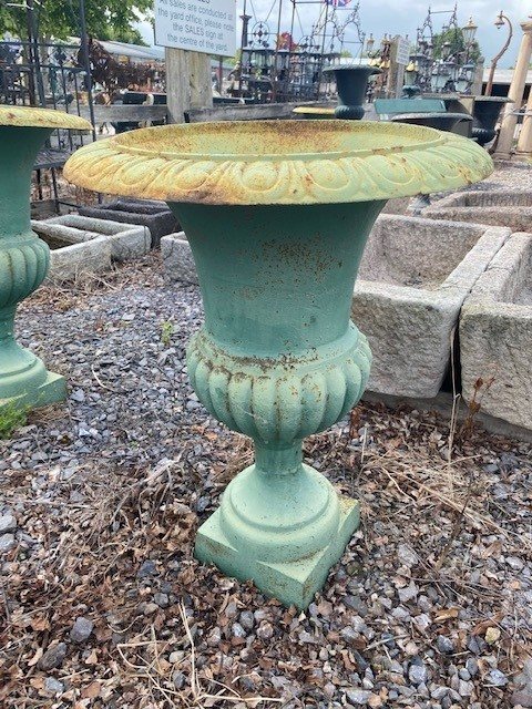 Wells Reclamation Cast Iron Urns (Rustic Green)