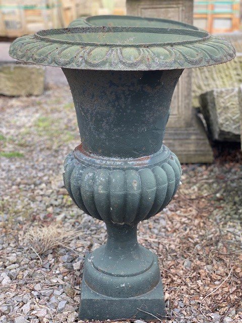 Wells Reclamation Cast Iron Urns (Dark Rustic Green)