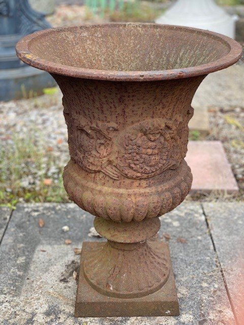 Wells Reclamation Rustic Cast Iron Garden Urns