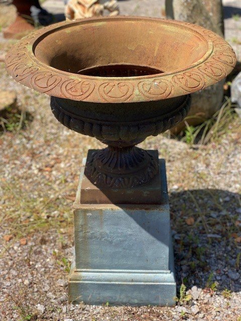 Wells Reclamation Cast Iron Urn with Square Plinth