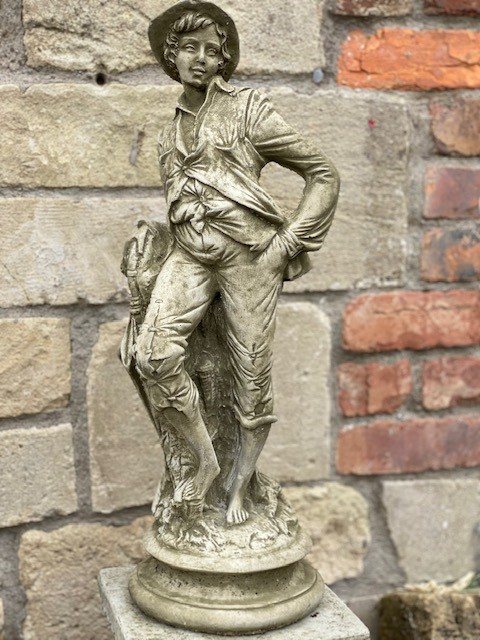 Wells Reclamation Stone Statue (Boy with Umbrella)