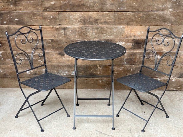 Wells Reclamation Garden Bistro Set (Charcoal)