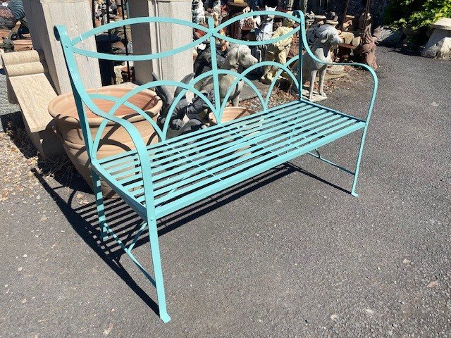 Wells Reclamation Green Metal Garden Bench