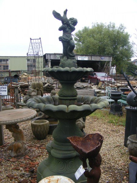 Wells Reclamation Cast Iron Fountain (Cherub & Bird)