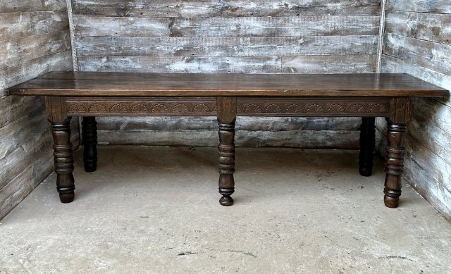 Wells Reclamation Antique Early 17th Century Dutch Carved Oak Dining Table