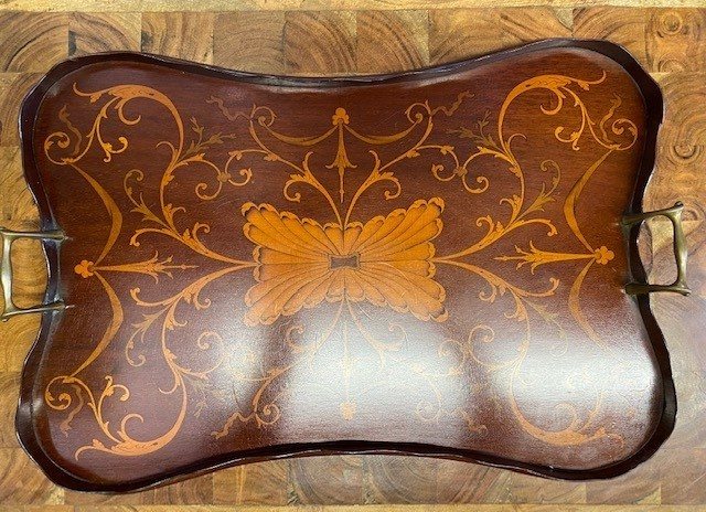 Wells Reclamation Edwardian Inlaid Mahogany Tray