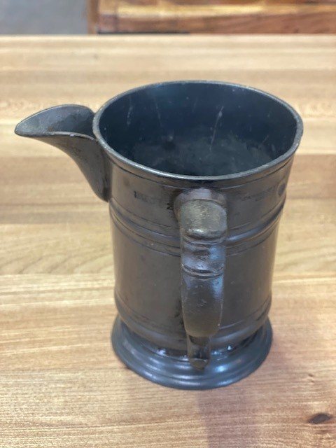 Wells Reclamation Victorian English Pewter Spouted Tankard