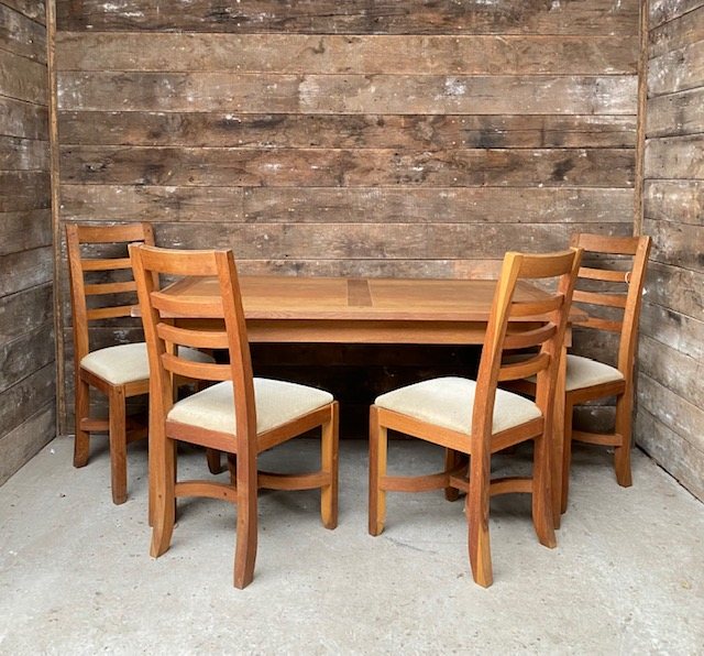 Wells Reclamation Contemporary Oak Dining Table & 4 Chairs