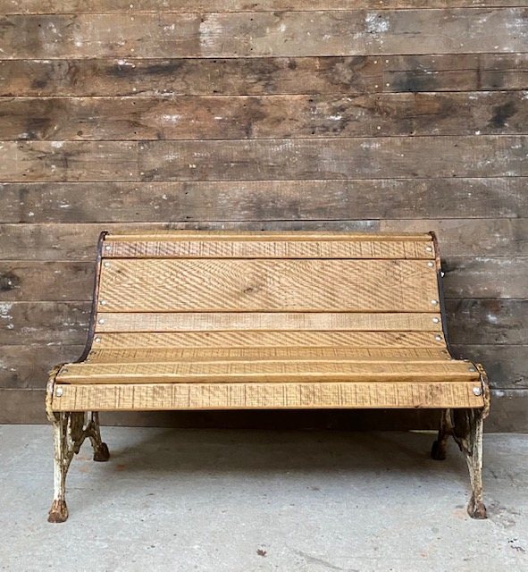 Reclaimed Decorative Oak & Cast Iron Garden Bench