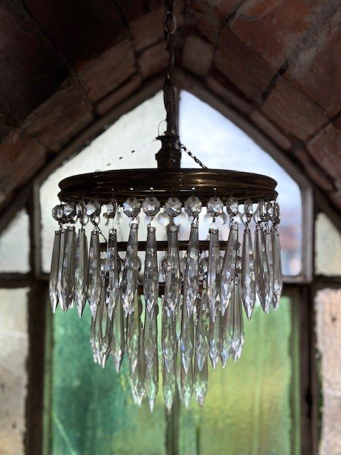 Wells Reclamation Vintage Tiered Glass Chandelier