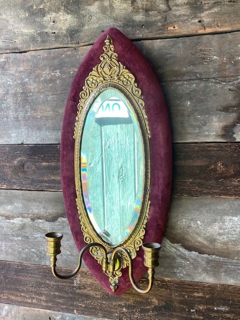 Wells Reclamation Small Unique Velvet Victorian Mirror