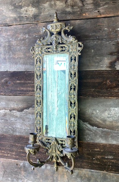 Wells Reclamation Decorative Victorian Brass Mirror