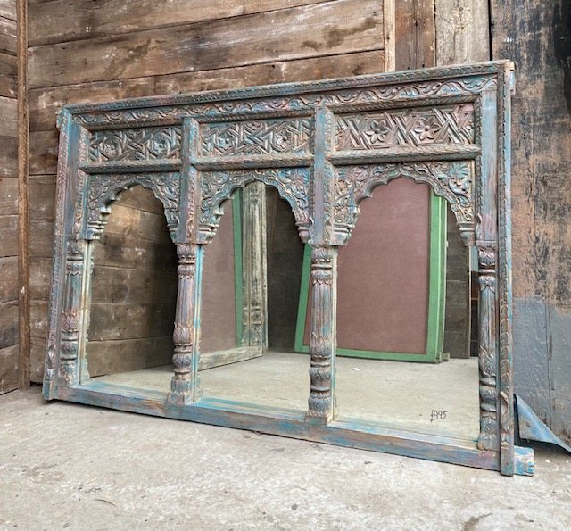 Grand Decorative Over-Mantle Teak Mirror (1.6m x 1.1m)