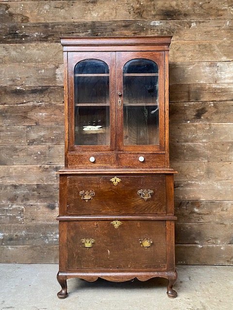 Wells Reclamation Fine Antique 19th Century Oak Glazed Cabinet