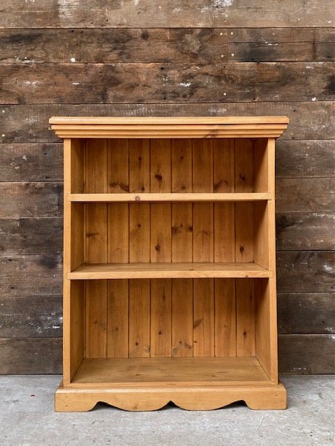 Vintage Small Waxed Pine Open Bookcase