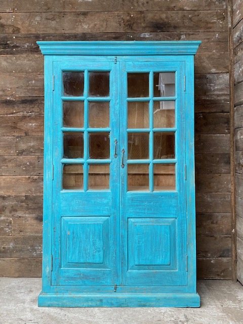 Vibrant Large Glazed Teak Cupboard