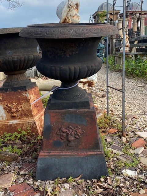 Vintage Garden Urn On Plinth