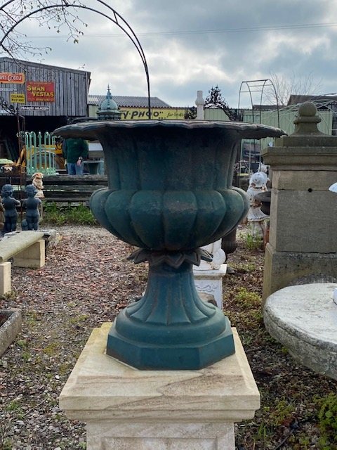 Pair Of Decorative Cast Iron Urns