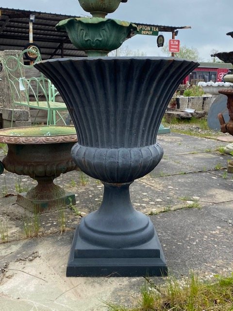 Art Deco Style Cast Iron Fanned Urn