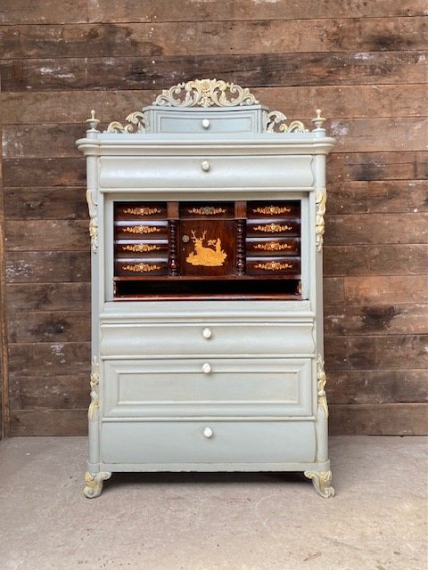 Fabulous Decorative Victorian Painted Secretaire