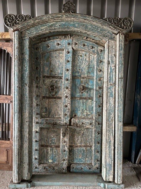 Fabulous Pair of Arched Teak Doors