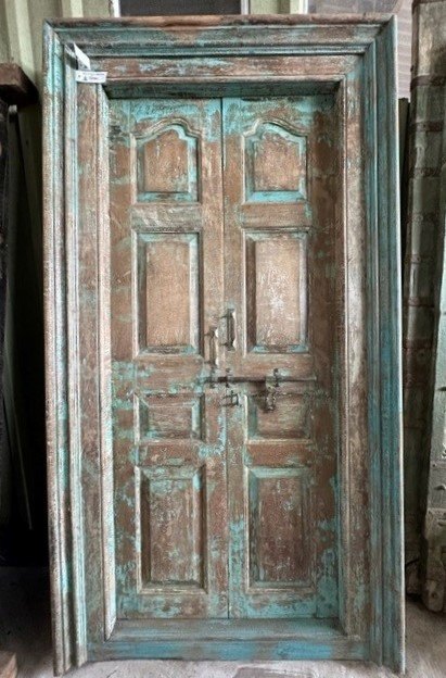 Pair of Impressive Teak Doors in Frame