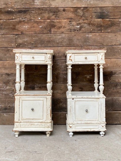 Antique French 19th Century Marble Topped Nightstands