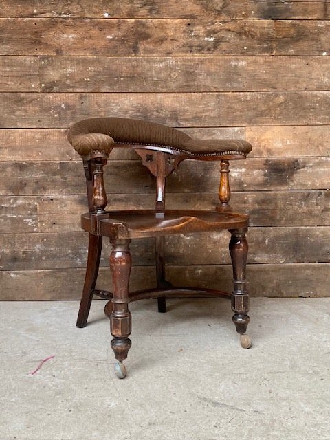 Antique Victorian Mahogany Upholstered Armchair