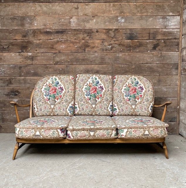 Vintage Ercol Upholstered 3 Seater Sofa